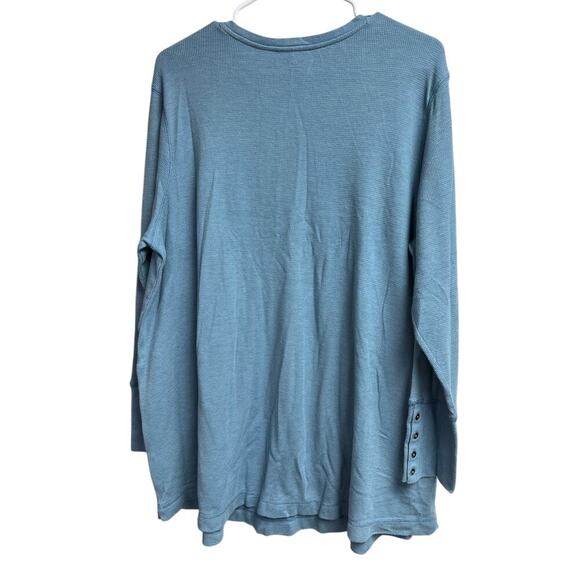 J.Jill Long Sleeve Pullover Knit Tunic Waffle Knit Top Pockets Women's 2X Blue - Picture 10 of 10